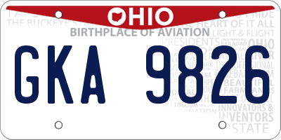 OH license plate GKA9826