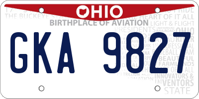 OH license plate GKA9827