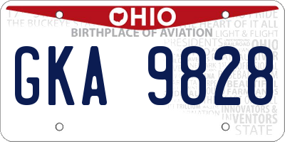 OH license plate GKA9828