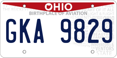 OH license plate GKA9829
