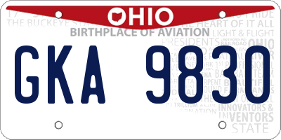 OH license plate GKA9830
