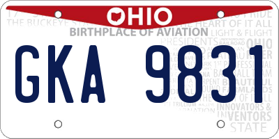 OH license plate GKA9831