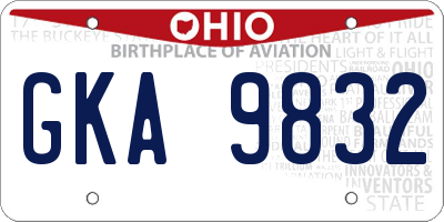 OH license plate GKA9832