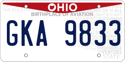 OH license plate GKA9833