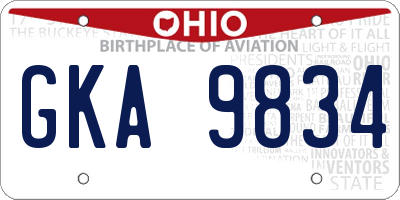OH license plate GKA9834