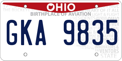 OH license plate GKA9835