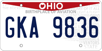 OH license plate GKA9836
