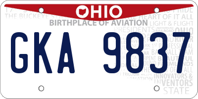 OH license plate GKA9837