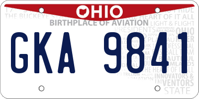 OH license plate GKA9841