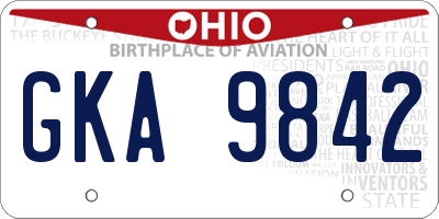 OH license plate GKA9842