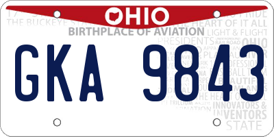 OH license plate GKA9843