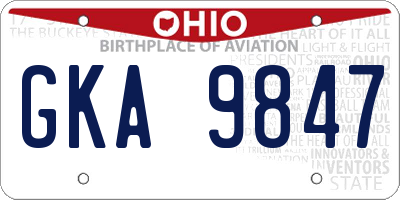 OH license plate GKA9847