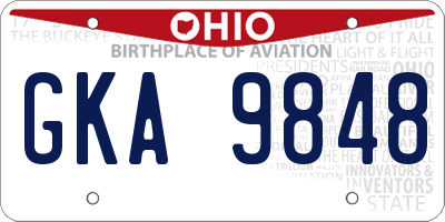 OH license plate GKA9848
