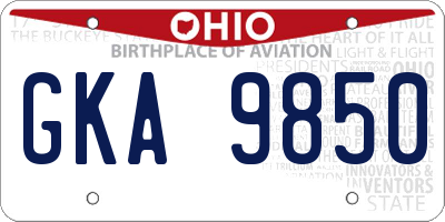 OH license plate GKA9850