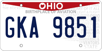 OH license plate GKA9851