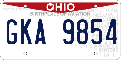 OH license plate GKA9854