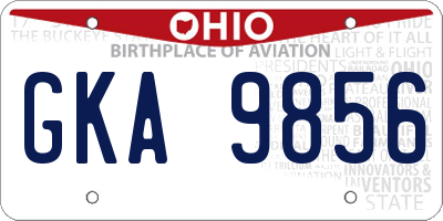 OH license plate GKA9856