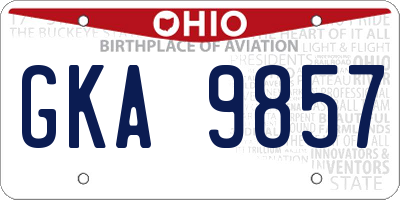 OH license plate GKA9857