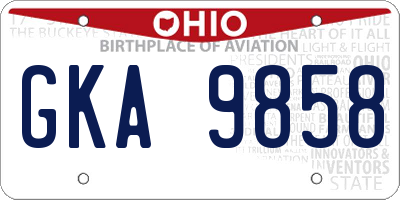 OH license plate GKA9858