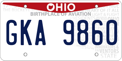 OH license plate GKA9860