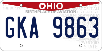OH license plate GKA9863