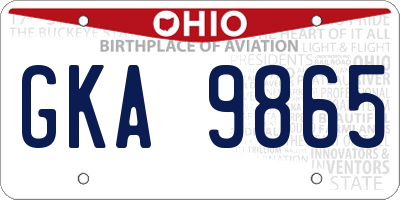 OH license plate GKA9865