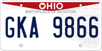OH license plate GKA9866