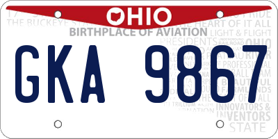 OH license plate GKA9867