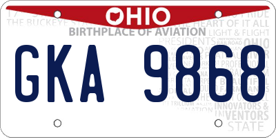 OH license plate GKA9868