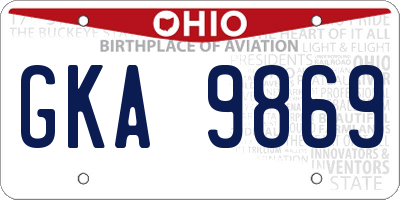 OH license plate GKA9869