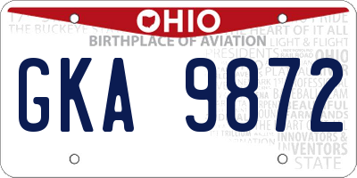 OH license plate GKA9872