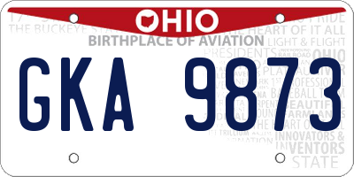 OH license plate GKA9873