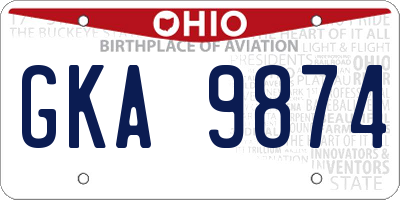 OH license plate GKA9874