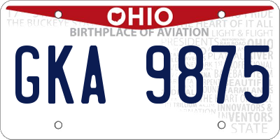 OH license plate GKA9875