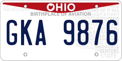 OH license plate GKA9876