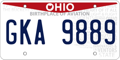 OH license plate GKA9889