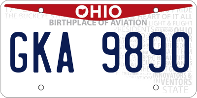 OH license plate GKA9890