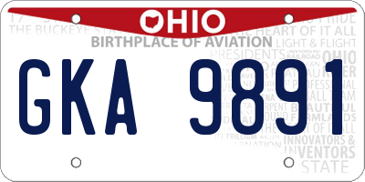 OH license plate GKA9891