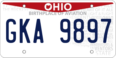 OH license plate GKA9897