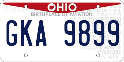 OH license plate GKA9899