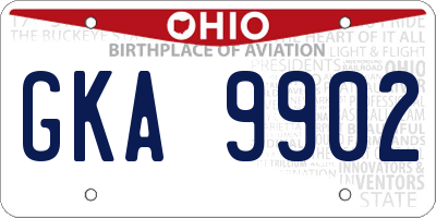 OH license plate GKA9902