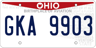 OH license plate GKA9903