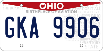 OH license plate GKA9906