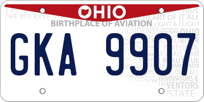 OH license plate GKA9907