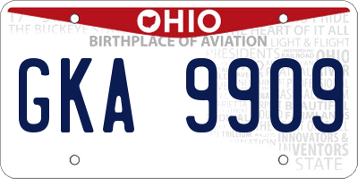 OH license plate GKA9909