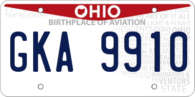 OH license plate GKA9910