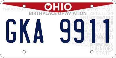 OH license plate GKA9911