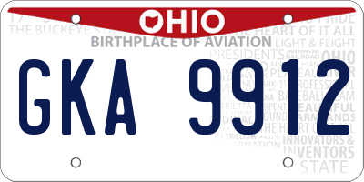 OH license plate GKA9912