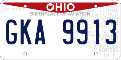 OH license plate GKA9913