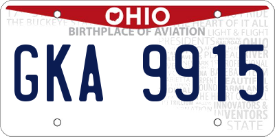 OH license plate GKA9915